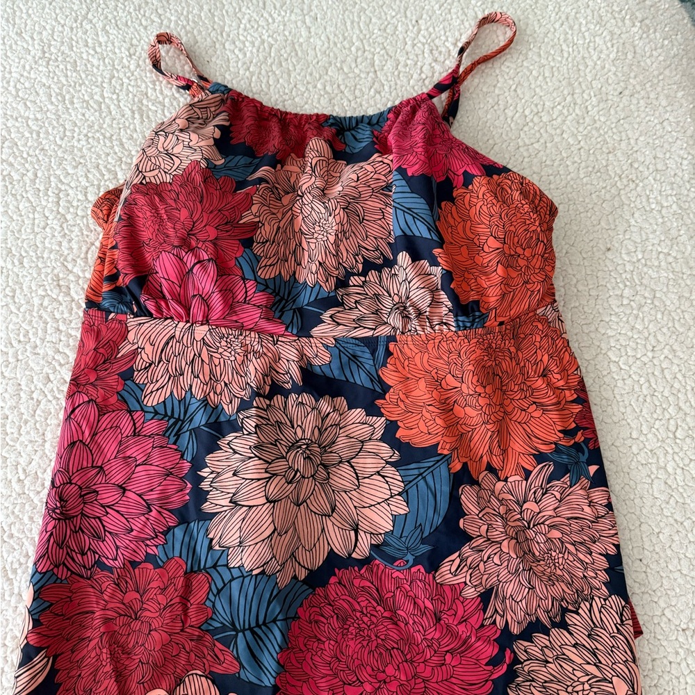 Kona Sol Red and Pink Floral Swim Coverup